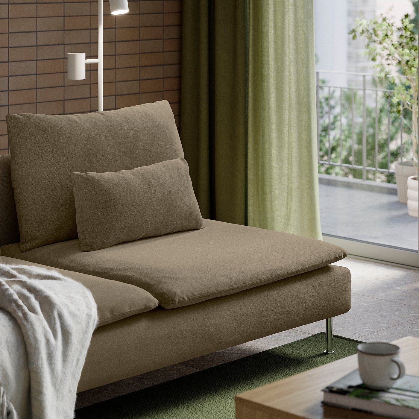 SÖDERHAMN 3-seat section, Johanneshov brown-beige, 186x83x99 cm