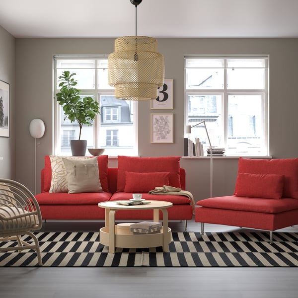 SÖDERHAMN 3-seat section, Tonerud red, 186x83x99 cm