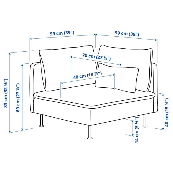 Ikea SÖDERHAMN - Corner modular element, Tallmyra white/black ,