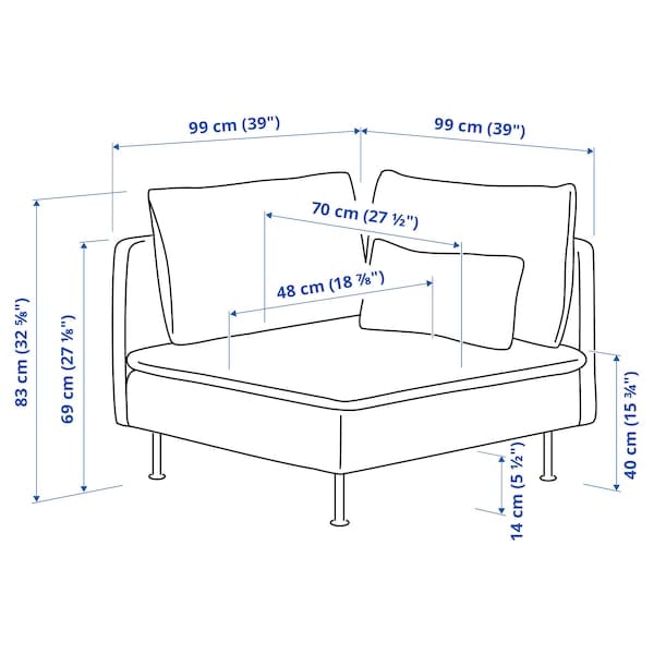 Ikea SÖDERHAMN - Modular corner element, Tallmyra blue ,