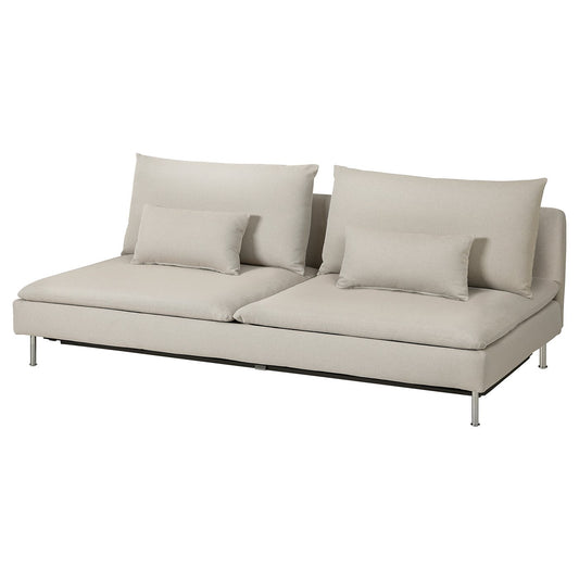 SÖDERHAMN cover for 3-seat sofa-bed section, Fridtuna light beige