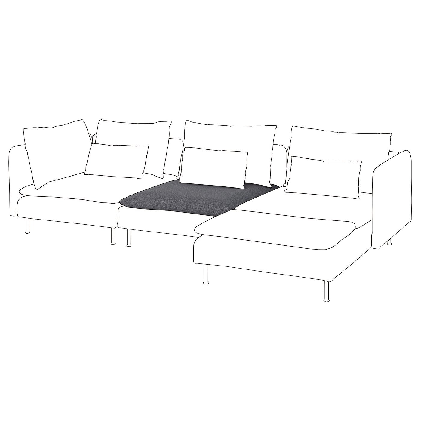 SÖDERHAMN inner seat cushion for 3-seat sofa, for replacement, 93 cm