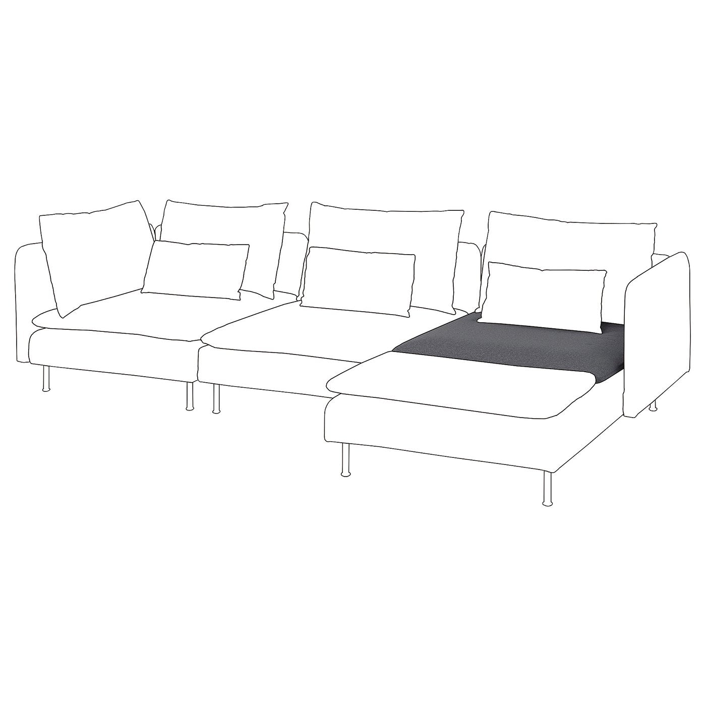 SÖDERHAMN inner seat cushion for 3-seat sofa, for replacement, 93 cm