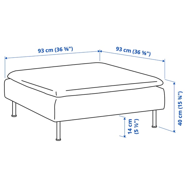 SÖDERHAMN footstool, Kelinge grey-turquoise, 93x40x93 cm