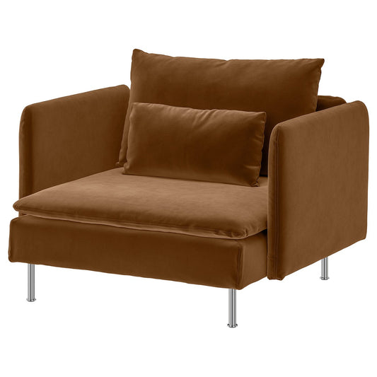 SÖDERHAMN armchair, Alhamn dark yellow-brown, 105 cm