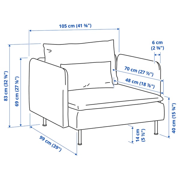 SÖDERHAMN - Armchair, Gunnared Smoke Grey