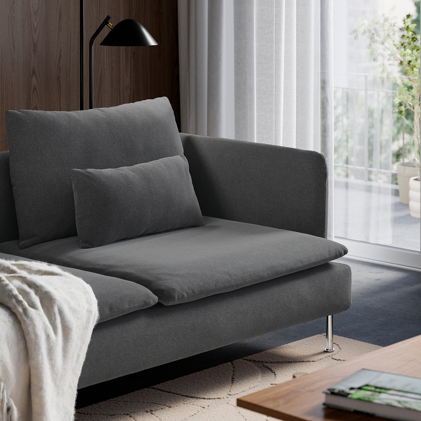 SÖDERHAMN armchair, Johanneshov dark grey, 105 cm