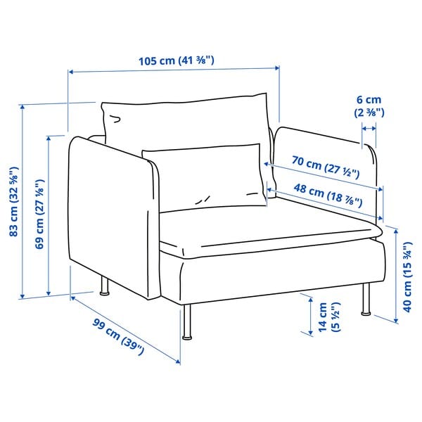 Ikea SÖDERHAMN - Armchair, Kelinge grey-turquoise