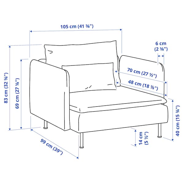 Ikea SÖDERHAMN - Armchair, Tallmyra light green ,