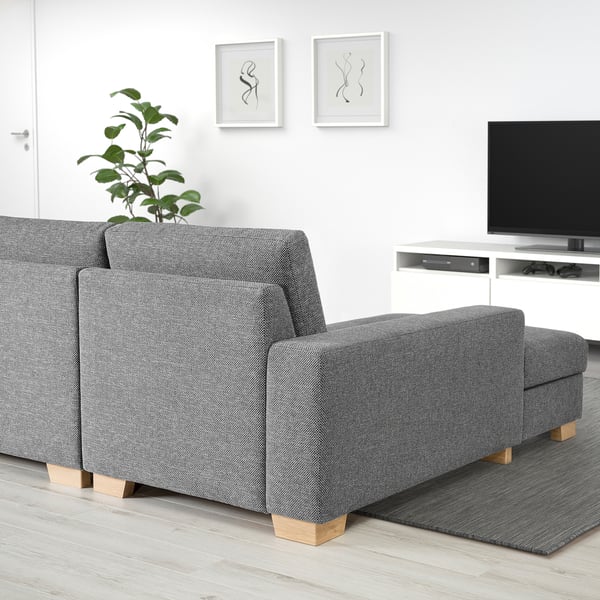 SÖRVALLEN 3-seat sofa, with chaise longue, right/Lejde grey/black