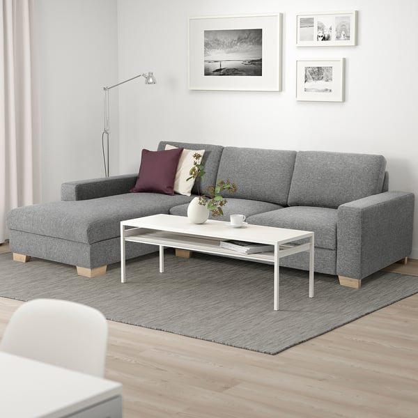 SÖRVALLEN 3-seat sofa, with chaise longue, left/Lejde grey/black