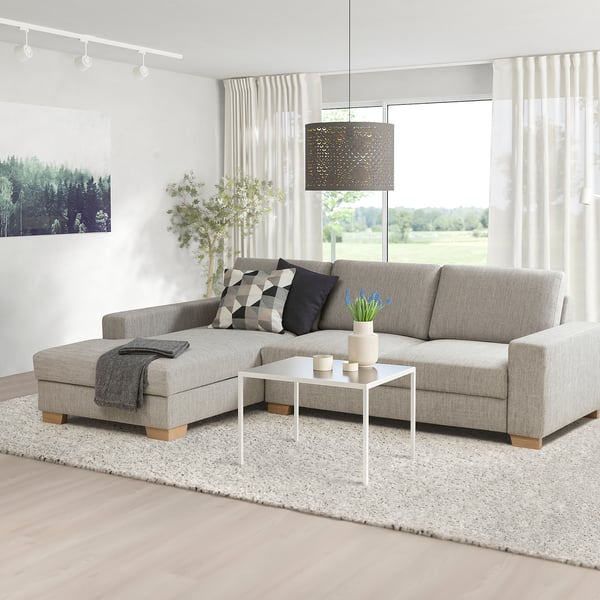 SÖRVALLEN 3 seater sofa - with chaise-longue, left/Viarp beige/brown ,