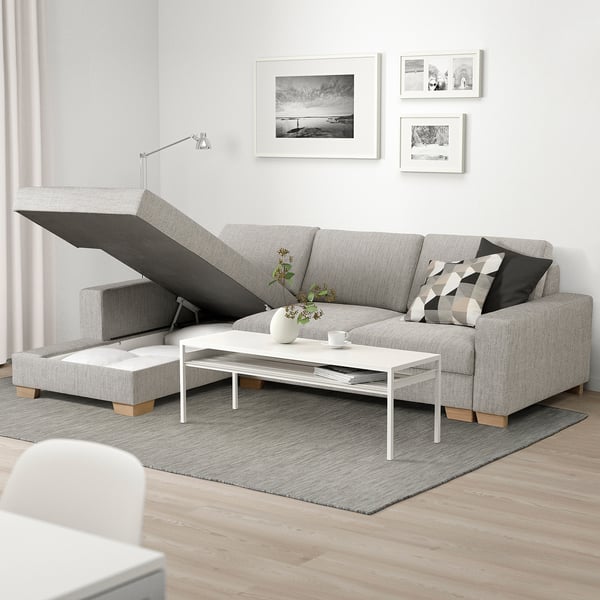 SÖRVALLEN 3 seater sofa - with chaise-longue, left/Viarp beige/brown ,