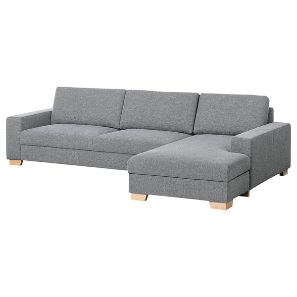 SÖRVALLEN 4-seat sofa, with chaise longue, right/Lejde grey/black