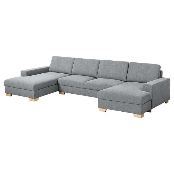 SÖRVALLEN 4-seat sofa with chaise longues, Lejde grey/black, 365x88 cm