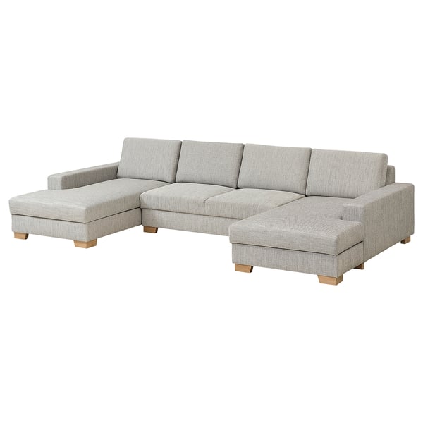 SÖRVALLEN 4-seat sofa with chaise longues, Viarp beige/brown, 365x88 cm