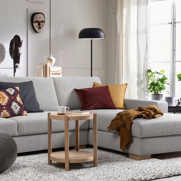 SÖRVALLEN 4-seat sofa with chaise longues, Viarp beige/brown, 365x88 cm