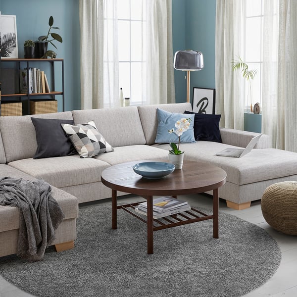 SÖRVALLEN 4-seat sofa with chaise longues, Viarp beige/brown, 365x88 cm