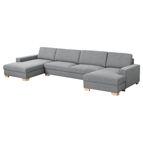SÖRVALLEN 5-seat sofa, with chaise longues/Lejde grey/black, 394x88 cm