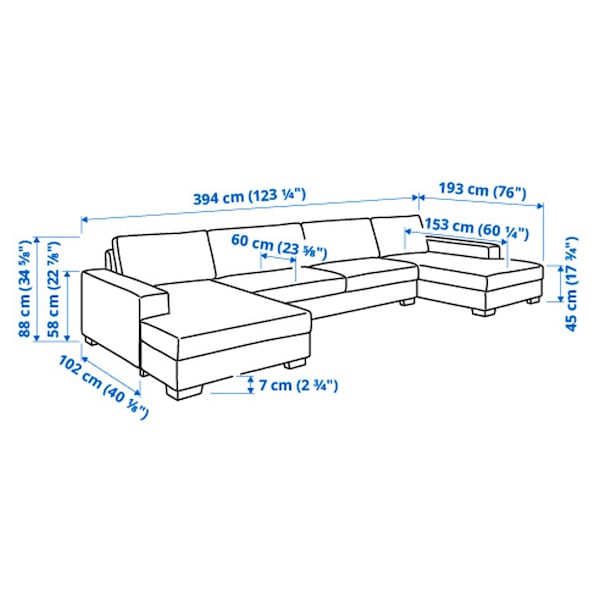 SÖRVALLEN 5 seater sofa - with chaise-longue/Lejde grey/black ,