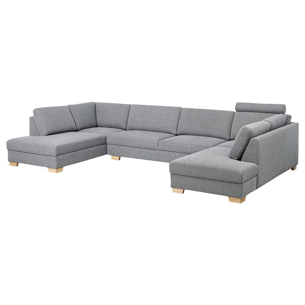 SÖRVALLEN u-shaped sofa, 5-seat, with open ends/Lejde grey/black