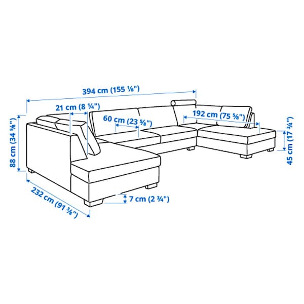 SÖRVALLEN - U-shaped sofa, 5 seater ,