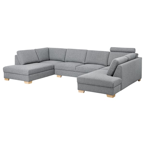 SÖRVALLEN u-shaped sofa, 4-seat, Lejde grey/black