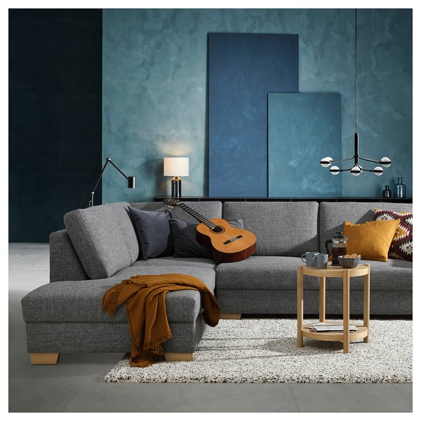 SÖRVALLEN u-shaped sofa, 4-seat, Lejde grey/black