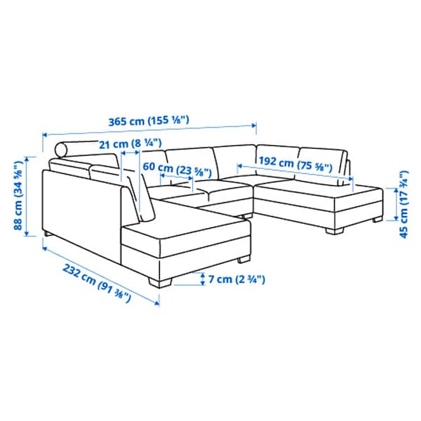 SÖRVALLEN 4 seater U-sofa - Lejde grey/black ,