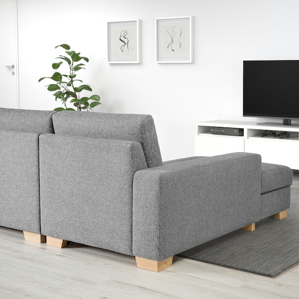 SÖRVALLEN 3-seater corner sofa - open terminal, right/Lejde grey/black ,