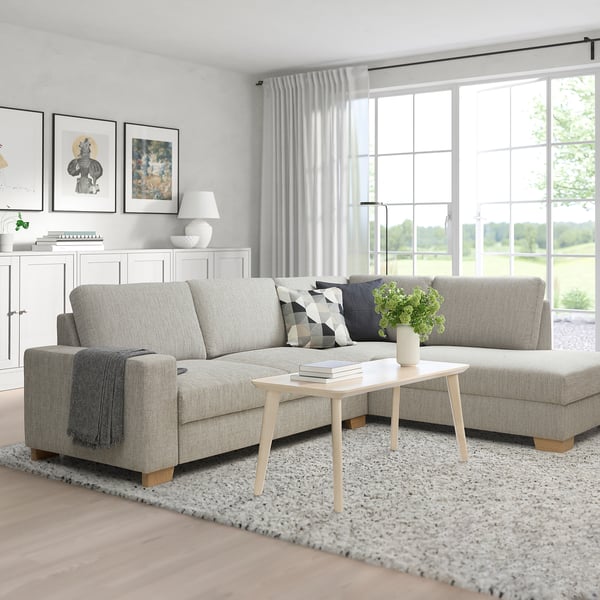 SÖRVALLEN corner sofa, 3-seat, with open end, right/Viarp beige/brown