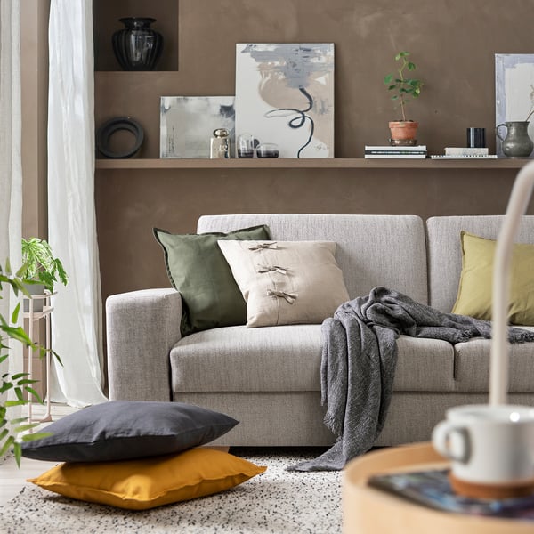 SÖRVALLEN corner sofa, 3-seat, with open end, right/Viarp beige/brown