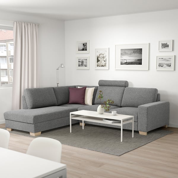 SÖRVALLEN corner sofa, 3-seat, with open end, left/Lejde grey/black