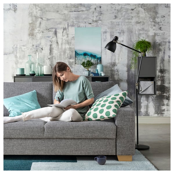 SÖRVALLEN corner sofa, 3-seat, with open end, left/Lejde grey/black