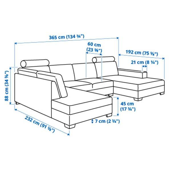 SÖRVALLEN corner sofa, 4-seat, with chaise longue, right/Viarp beige/brown, 232x58x102 cm
