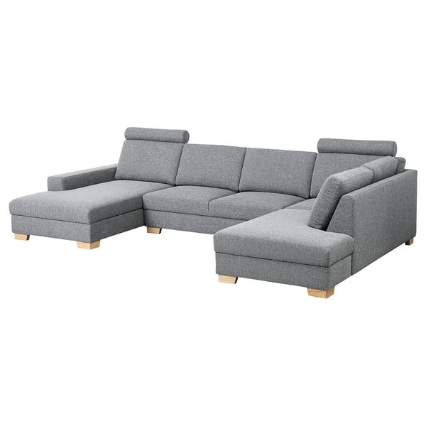 SÖRVALLEN corner sofa, 4-seat, with chaise longue, left/Lejde grey/black