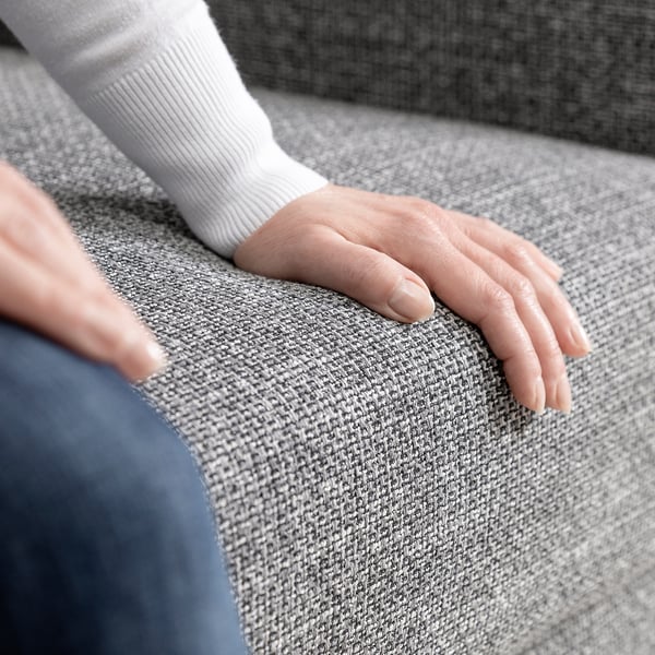 SÖRVALLEN corner sofa, 4-seat, with chaise longue, left/Lejde grey/black