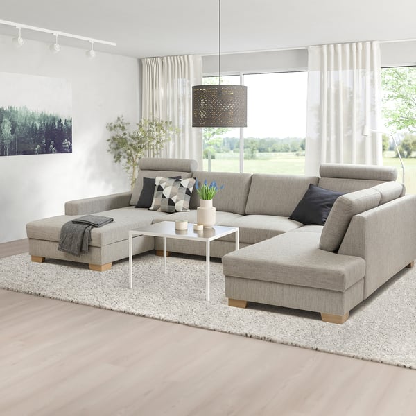 SÖRVALLEN corner sofa, 4-seat, with chaise longue, left/Viarp beige/brown