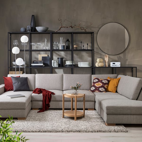 SÖRVALLEN corner sofa, 4-seat, with chaise longue, left/Viarp beige/brown