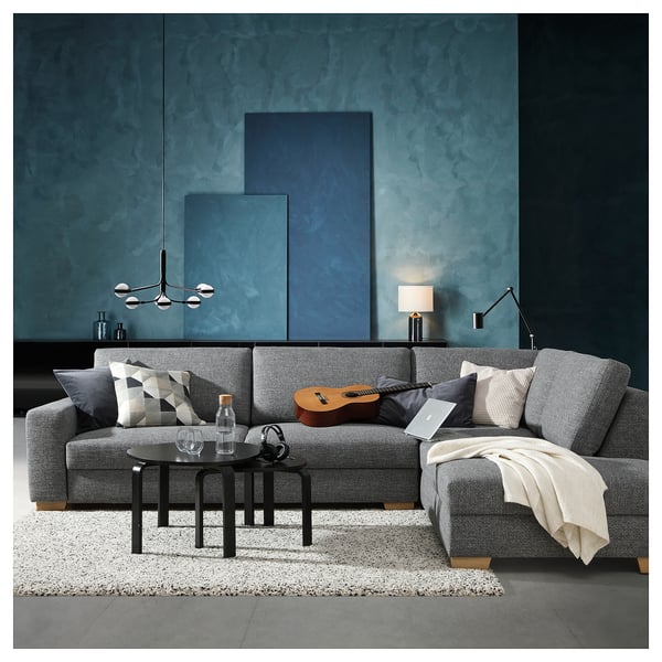 SÖRVALLEN corner sofa, 4-seat, with open end, right/Lejde grey/black