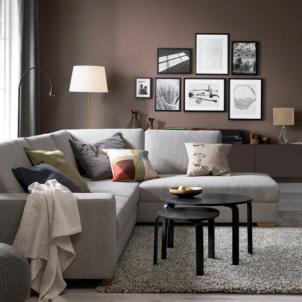SÖRVALLEN corner sofa, 4-seat, with open end, right/Viarp beige/brown