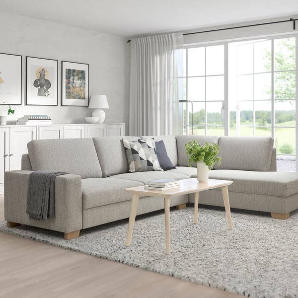SÖRVALLEN corner sofa, 4-seat, with open end, right/Viarp beige/brown