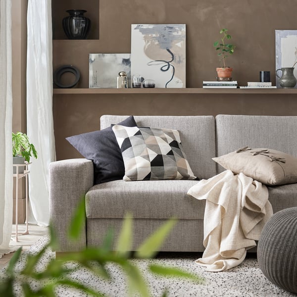 SÖRVALLEN corner sofa, 4-seat, with open end, right/Viarp beige/brown