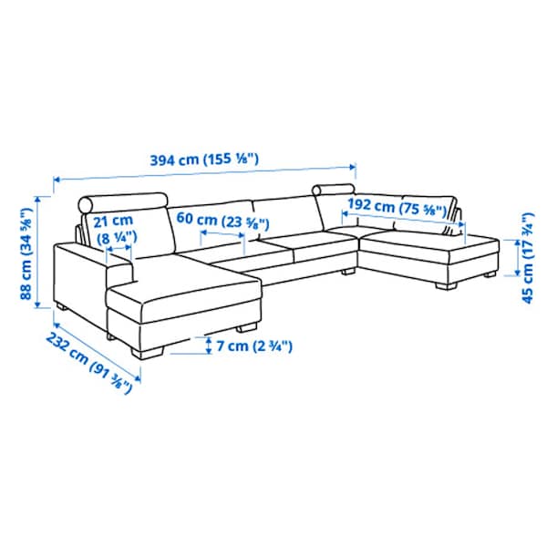 Ikea SÖRVALLEN 5-seater corner sofa - with chaise-longue, left/Lejde grey/black ,