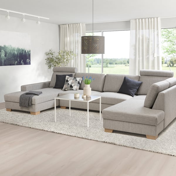 SÖRVALLEN corner sofa, 5-seat, with chaise longue, left/Viarp beige/brown