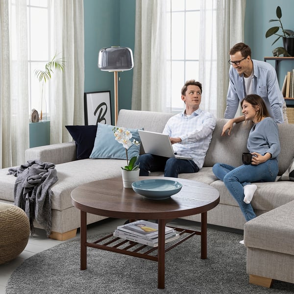 SÖRVALLEN corner sofa, 5-seat, with chaise longue, left/Viarp beige/brown