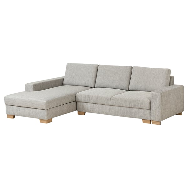 SÖRVALLEN 3 seater sofa bed/chaise-longue - left/Viarp beige/brown ,