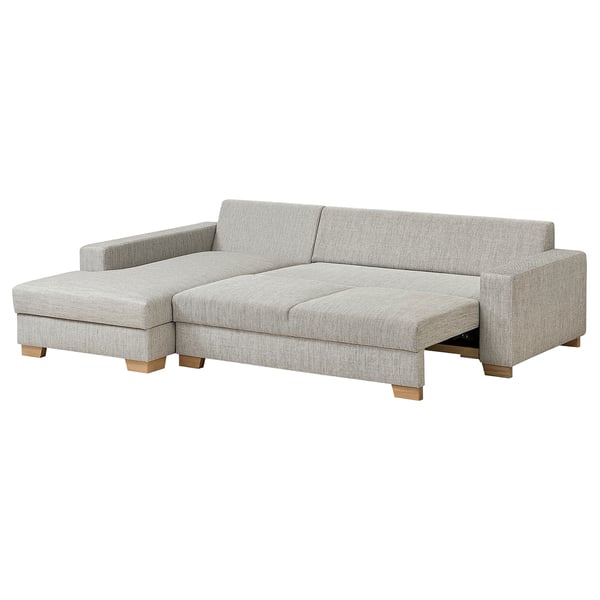 SÖRVALLEN 3 seater sofa bed/chaise-longue - left/Viarp beige/brown ,