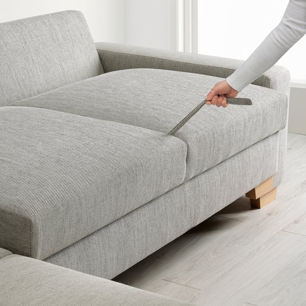 SÖRVALLEN Corner sofa bed, 3-seater, open end, left / Viarp beige / brown ,