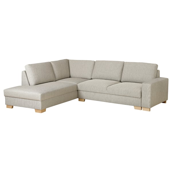SÖRVALLEN Corner sofa bed, 3-seater, open end, left / Viarp beige / brown ,